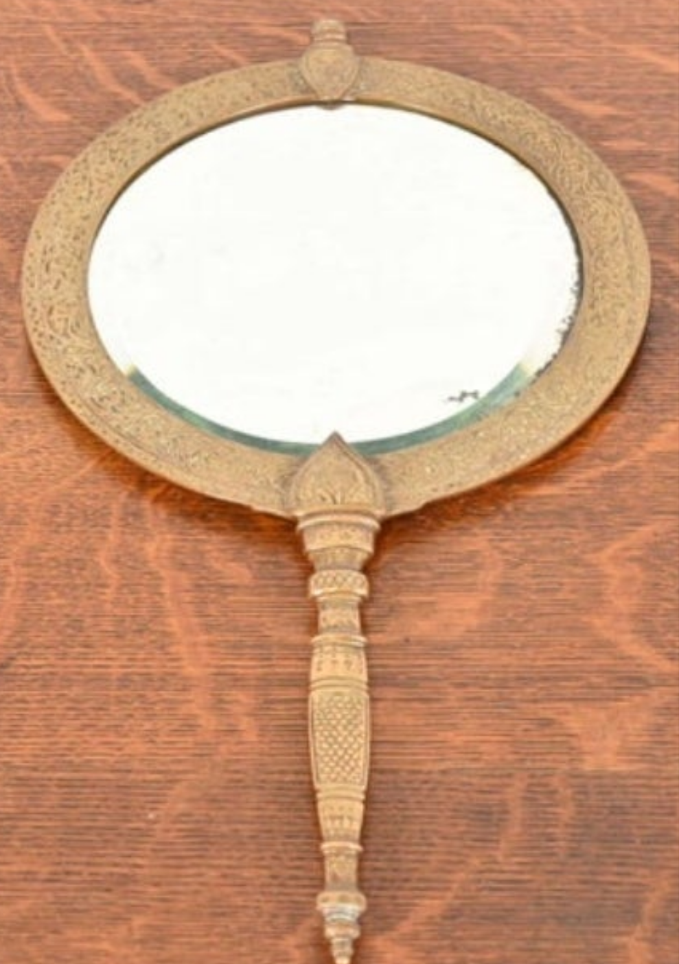 Antique Tiffany & Co. Bronze Doré Alhambra Vanity Hand Mirror, Circa 1910