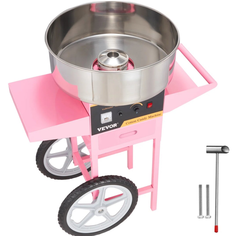 Electric Hard Candy and Cotton Candy Machine with Cones