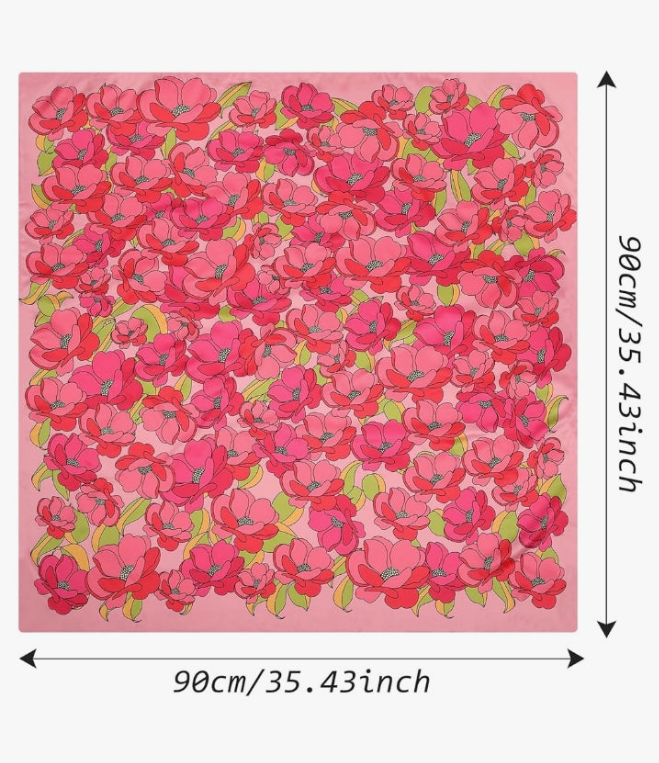 35” Silk Scarf for Women Large Head Scarf Square Hair Scarf Satin Hair Bandana Printed Silk Sleeping Head Wrap