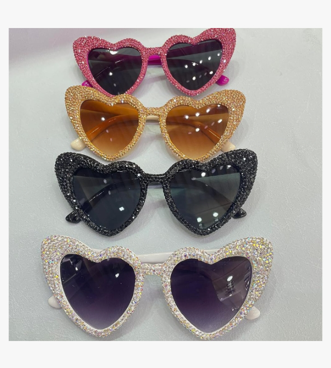 Heart shaped Rhinestone Sunglasses Women Fashion Diamond bling party Sun Glasses Crystal Shades
