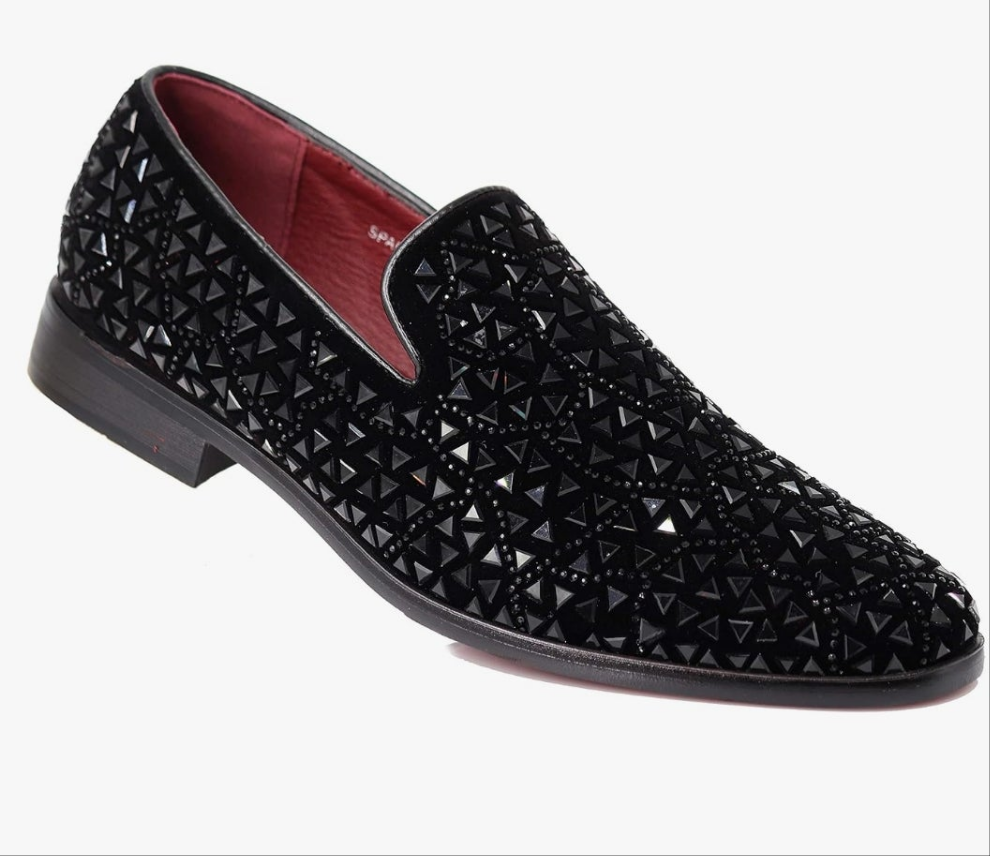 Men's Rhinestone Sparkling Suede Dress Shoes Loafer Classic Designer Moccasins