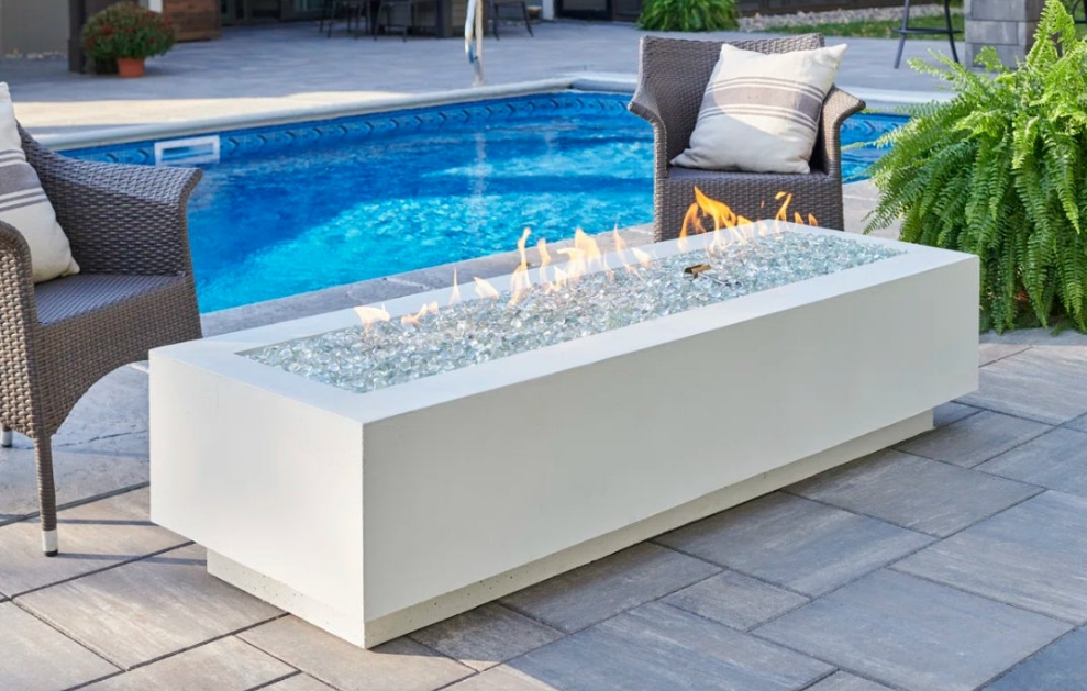 Rectangle Concrete Smokeless Fire Pit Table with Lid