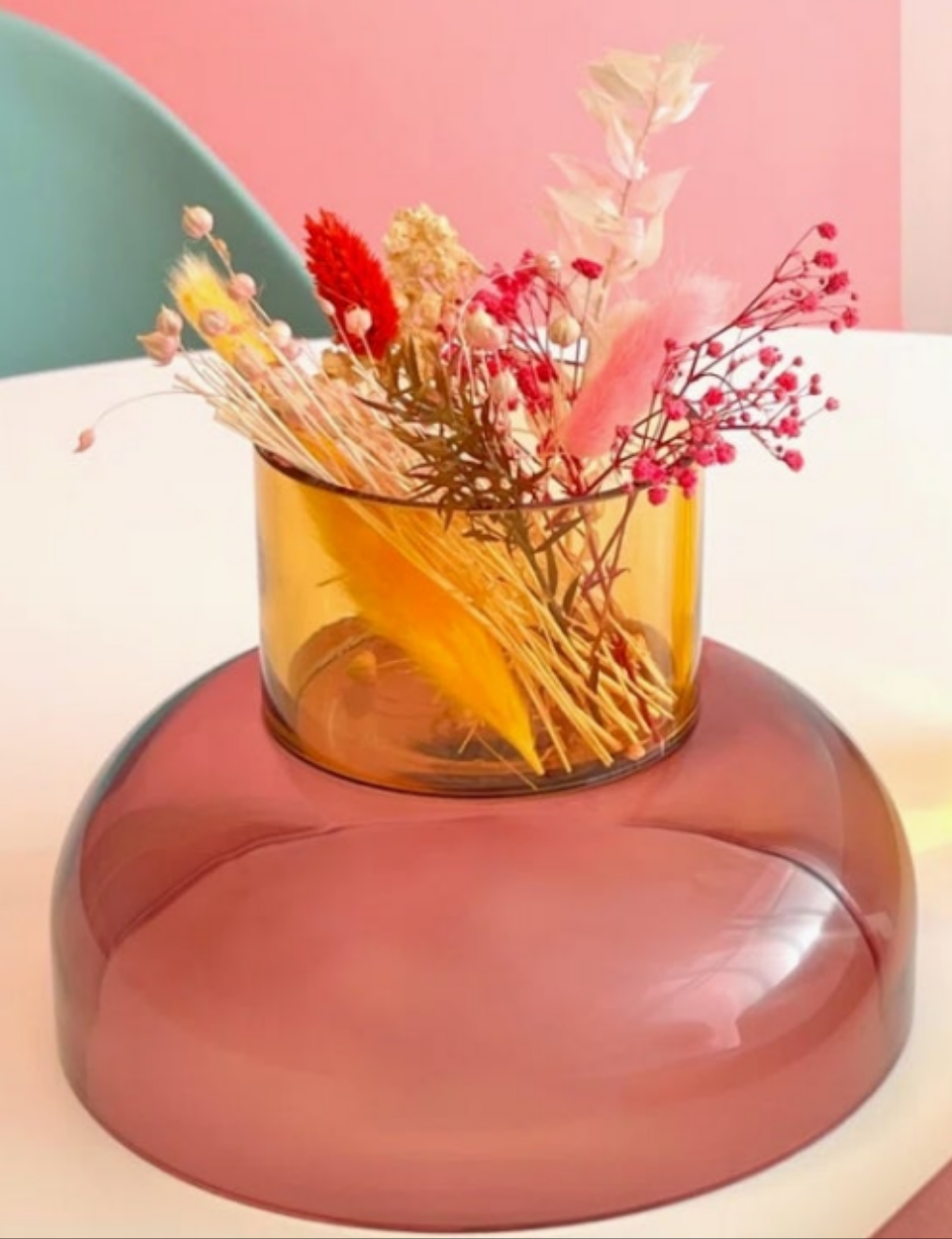 Xl Blue & Pink - Bowl or Small Red & Yellow - Bowl or Small Green & Yellow Bowl for table decor center piece accent piece room decor table decor Glass