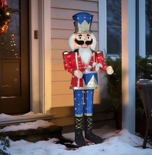 5 ft Warm White Lighted Soldier Nutcracker Holiday Yard Decoration Lighted Display