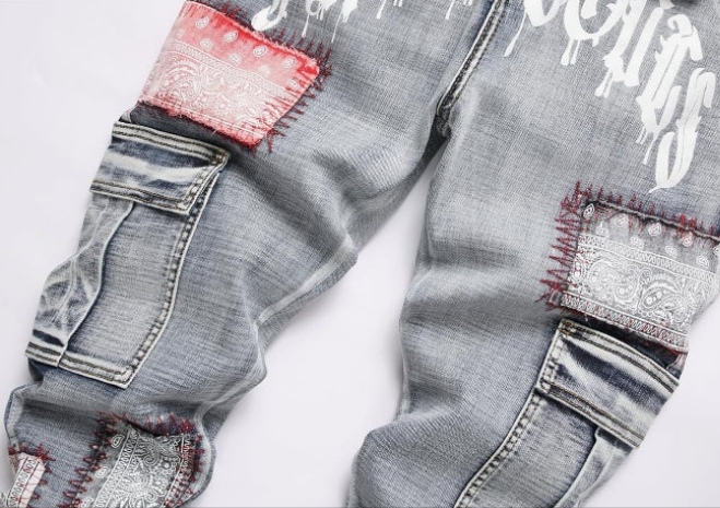 Men's Printed Jeans Skinny Denim Pants