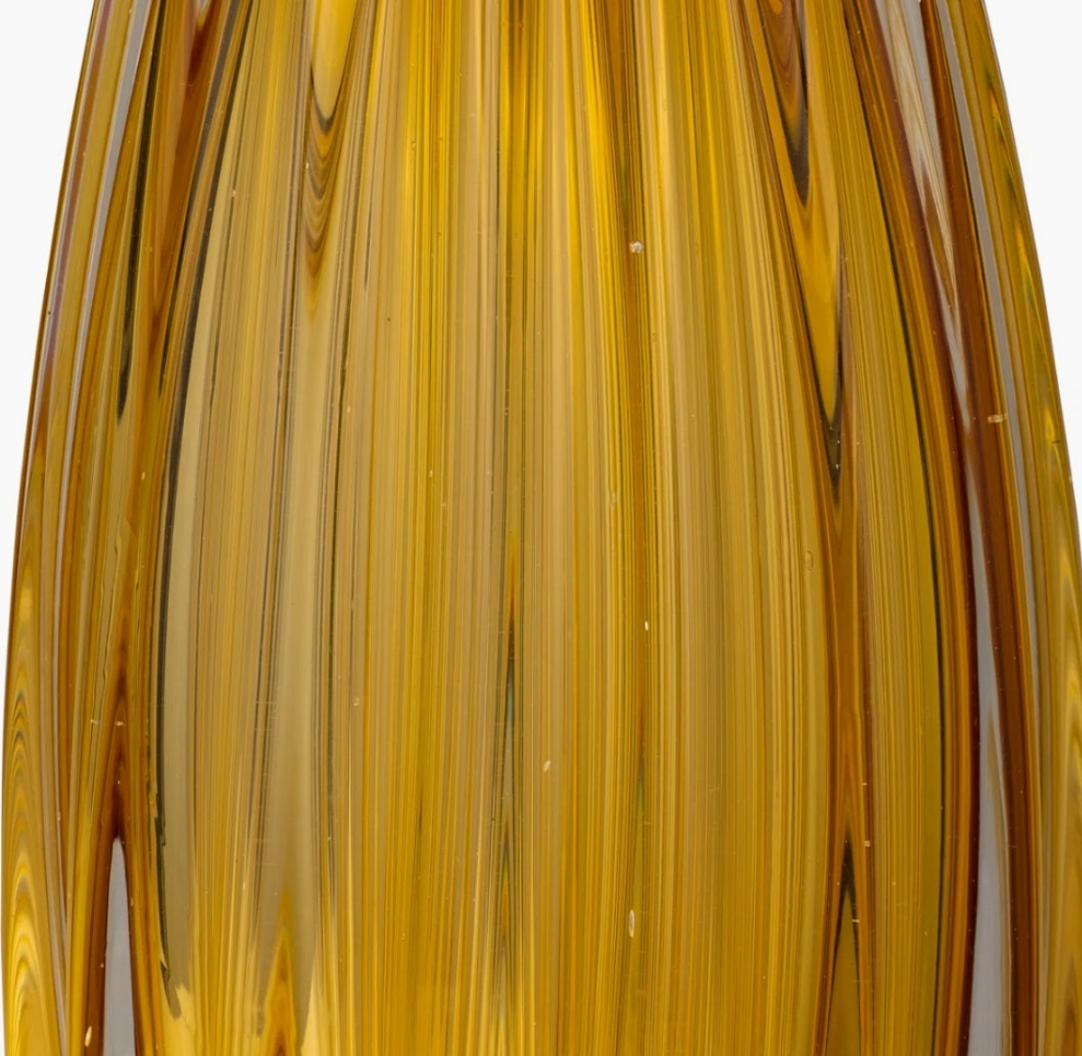 Handcrafted Glass Sculpture with Grooved Teardrop Design and Sleek Contemporary Silhouette Sculpture Decor