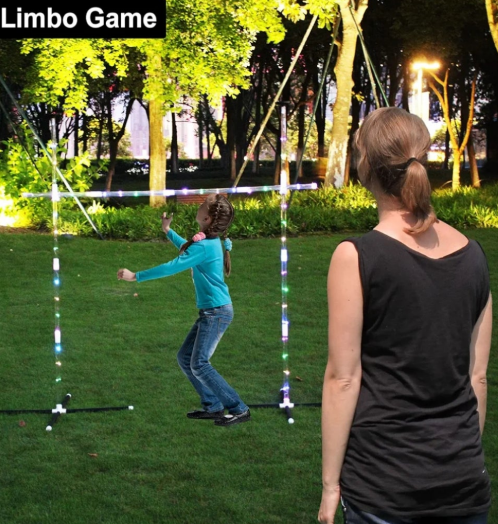 Outdoor Yard Games for Adults and Family, 2 in 1 Limbo Game Flying Disc Games Set with Light, Sutiable for Backyards, Beach, Lawn, Party