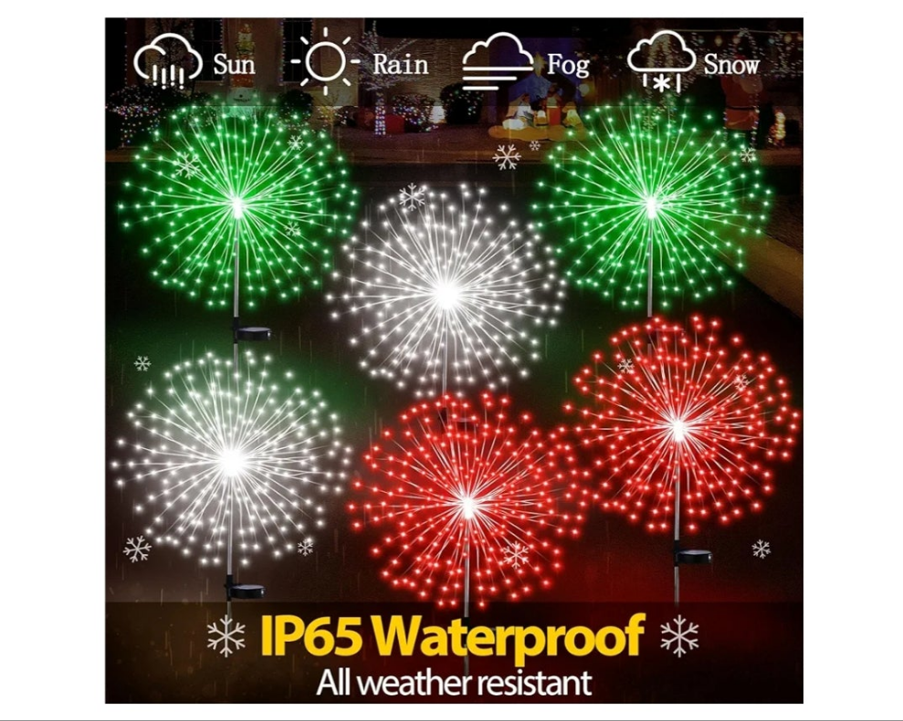 6 Pack pink Solar Firework Lights 180 LED 8 Lighting Modes Waterproof Outdoor Decorative Solar Lights for Easter Wedding Birthday Garden Patio Yard Pathway Walkway Lawn Decor