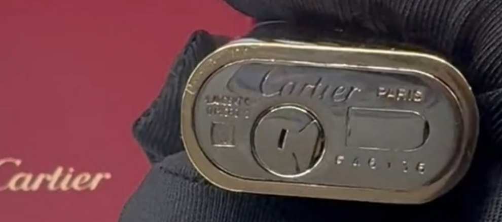 18k Gold Cartier Gold and Enamel Lighter with paved diamond cap