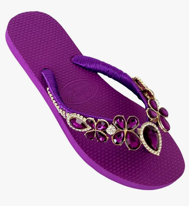 Glam Rhinestones Flip Flops For Women