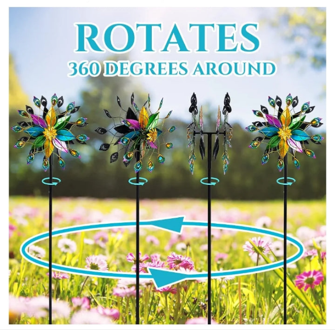 Outdoor 360 Degree Wind Spinner, Metal Wind Spinners for Yard and Garden Large Wind Sculpture Garden Decor (66 * 16 Inches)