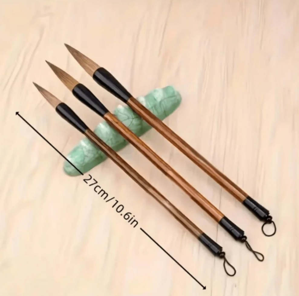 3pcs/Set Chinese Calligraphy Brush Pen School Supply Brush Chinese Wind Brush Art Supplies Painting Supplies For Students wood