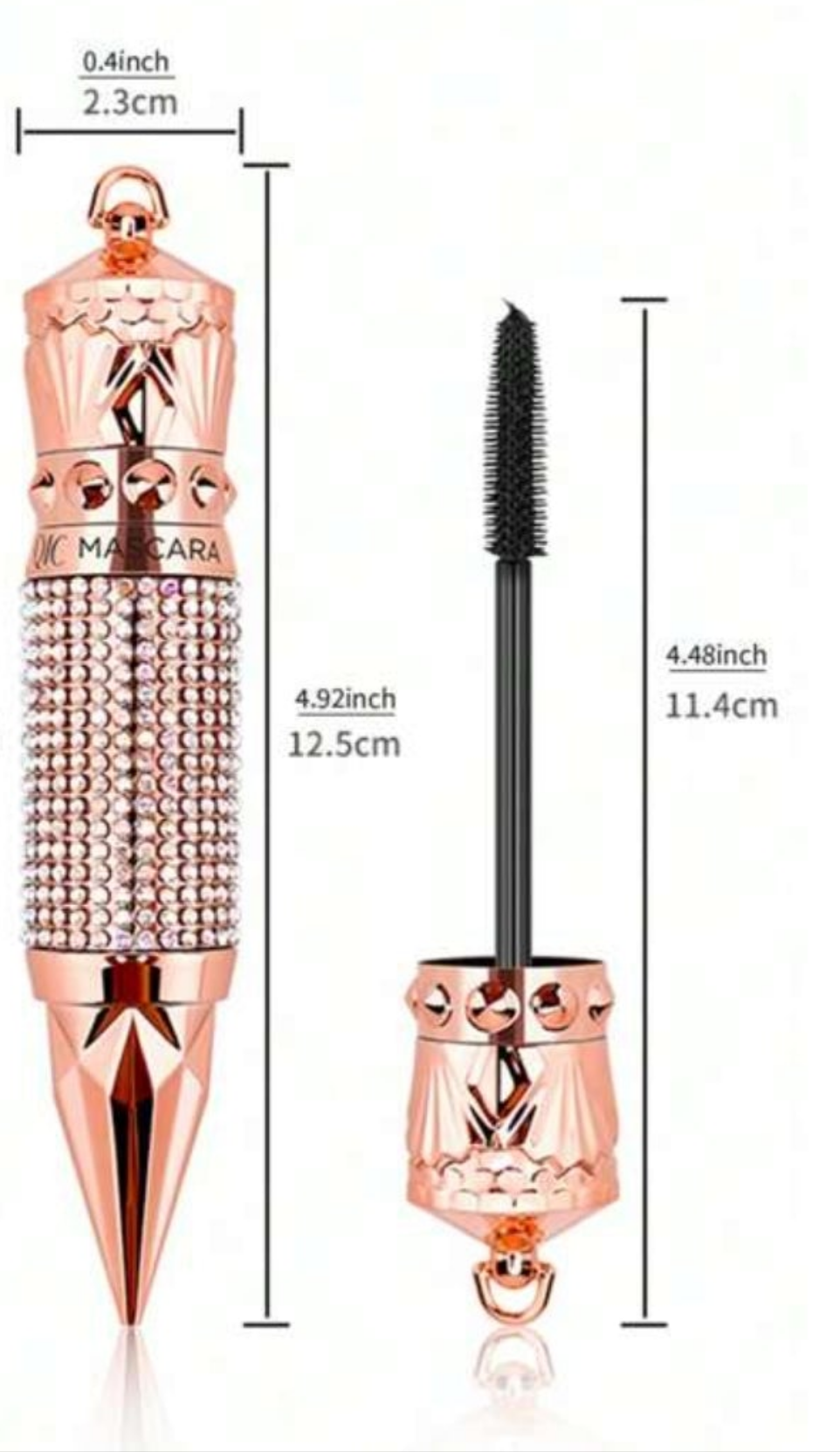 Silk Fiber Mascara Rhinestone Decorative Shell Mascara , Waterproof Smudge Proof Elongate Eyelashes Makeup Tool , Natural Thick Curling Mascara