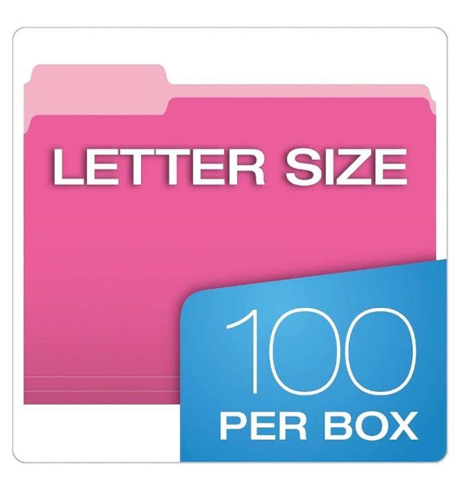 Two-Tone Color File Folders, Letter Size, 1/3 Cut, Navy, 100 Per box (152 1/3