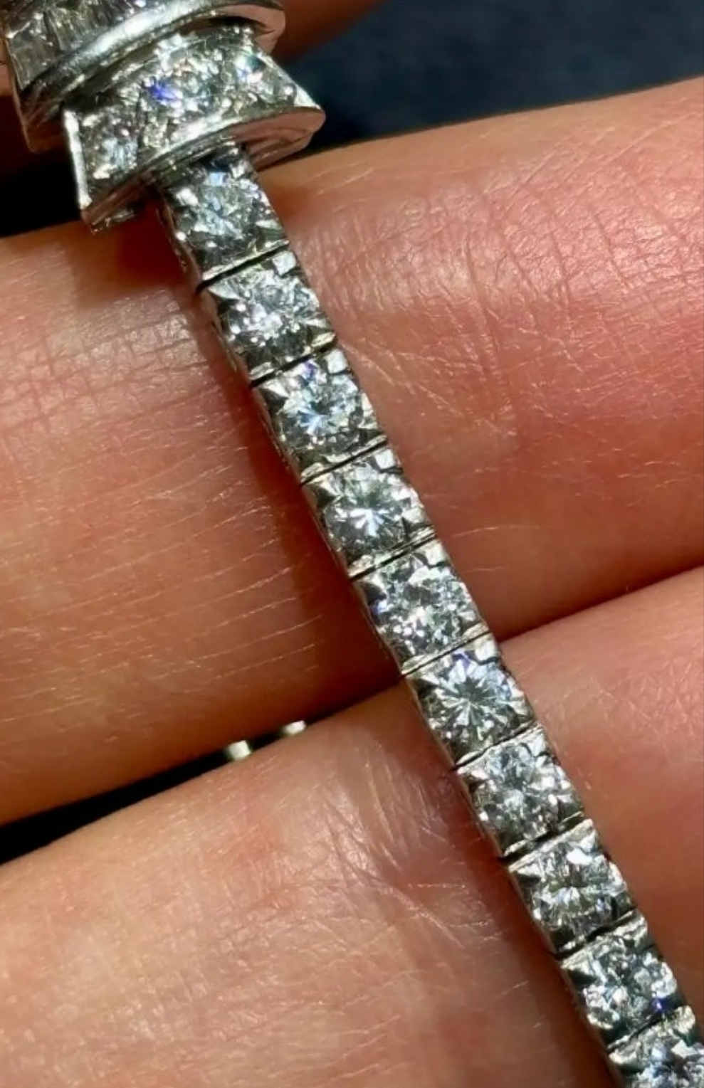 Elegent 1950s platinum and diamond 5 carat diamond watch wow