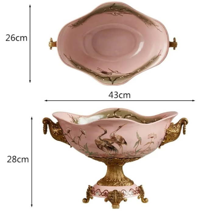 Adorable Hand-Painted Binaural Ceramic Fruit Bowl – Elegant Court Style Snack & Nut Tray, Decorative Serving Plate for Fruits, Desserts & Vegetables, Exquisite Home Decor Gift for Holidays & Parties