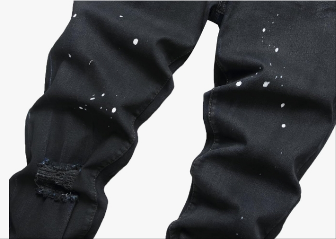 Mens Ripped Jeans, Distressed Destroyed Slim Fit Straight Leg Denim Pants