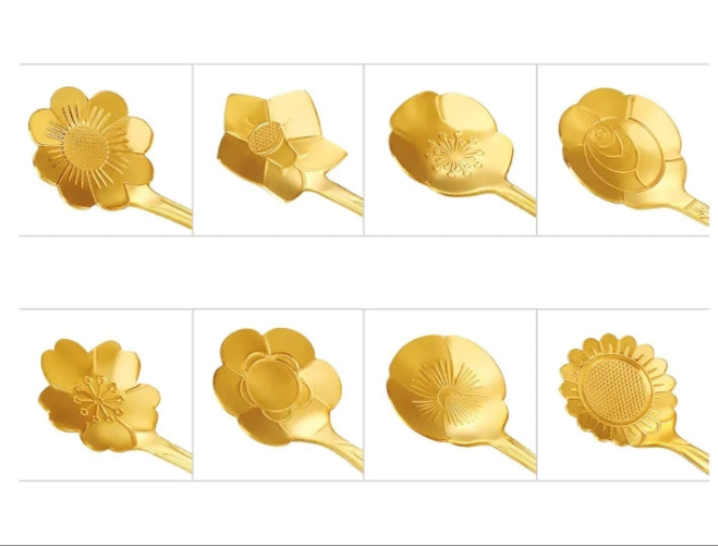 16 Pieces Stainless Steel Flower Coffee Spoon Dessert Spoon Sugar Spoon Ice Cream Spoon Stirring Spoon Tea Spoon Milkshake Spoon Set for Tableware Kitchen, Cafe or Bar