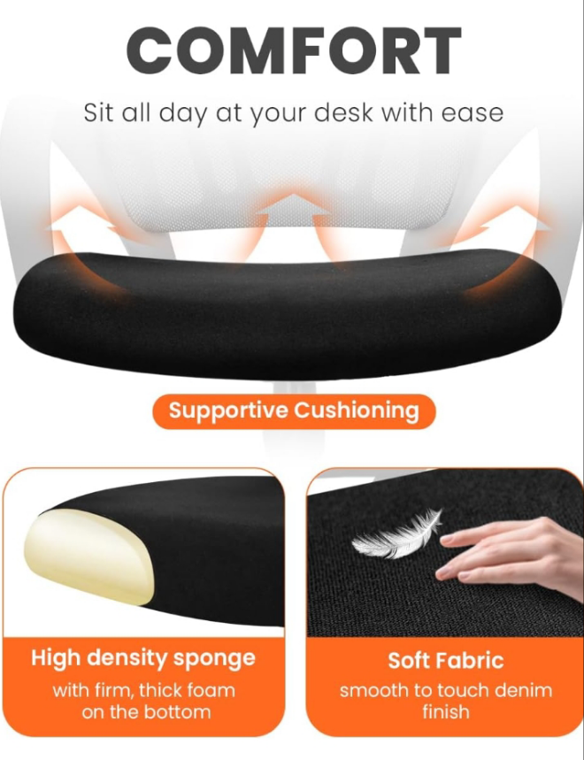 Office Chair Computer Desk Chair Gaming Ergonomic Mid Back Cushion Lumbar Support with Comfy Mesh Adjustable Swivel Rolling Home