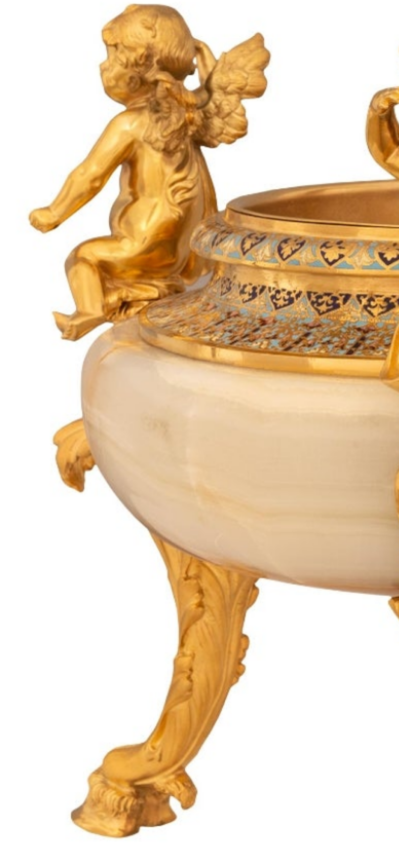 Stunning piece A French 19th century Belle Epoque period Onyx, Cloisonné and Ormolu centerpiece planter