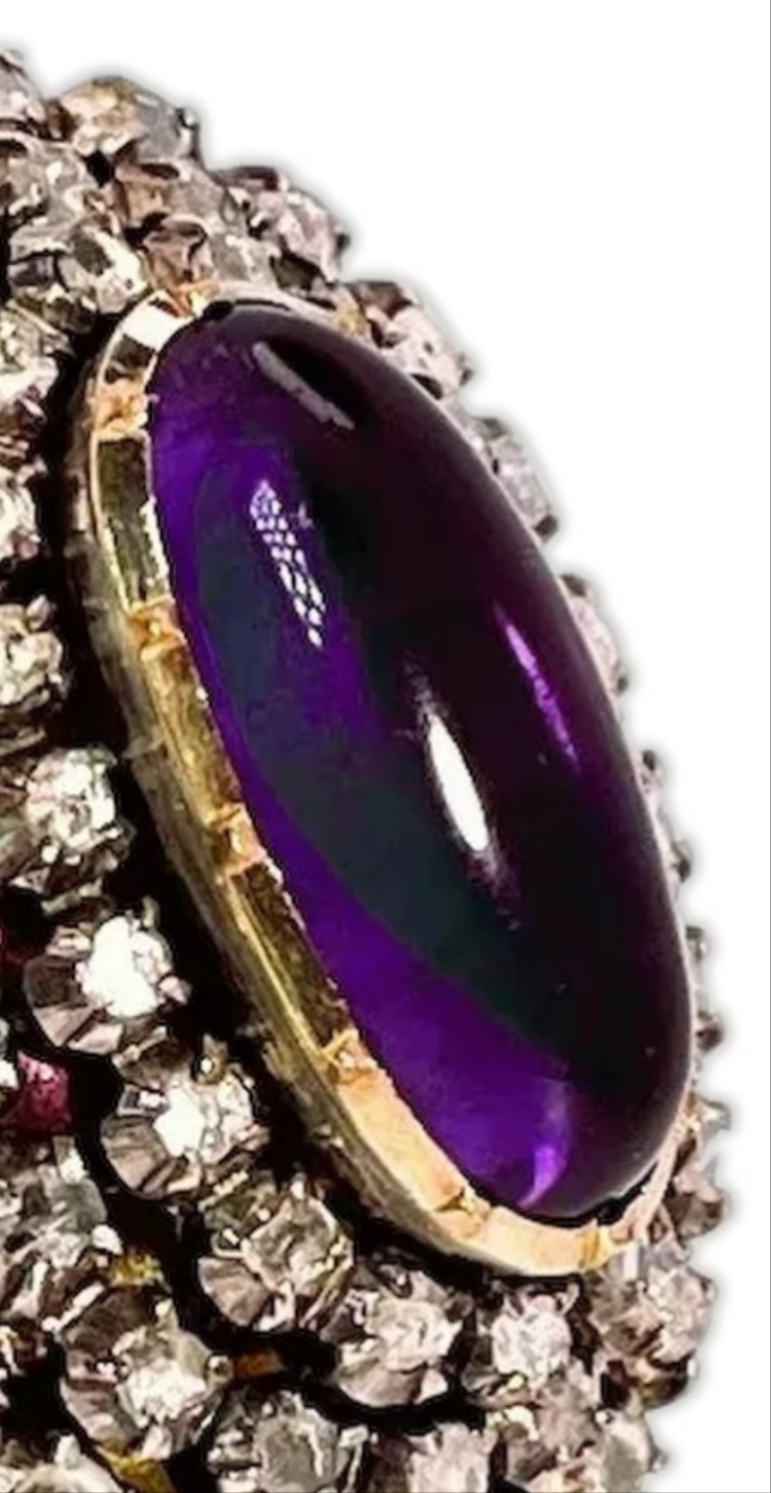 Georgian Diamond Ring 18th Century Amethyst Diamond Ring Marie Antoinette 18K Gold Old Cut Diamond Ring Museum Quality Luxury Diamond Ring Handmade Diamond Ring Dome Bombe 1700s Dress Ring Engagement Ring Wedding Ring Cocktail Ring Large Diamond Ring
