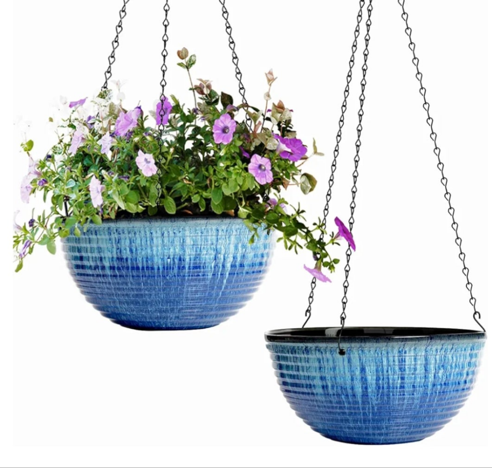 2 Packs Fake Hanging Plants Artificial Flowers for Outdoors Red UV Resistant for Home Porch Balcony Garden Patio Decor with 2 planters or 2 hanging planters