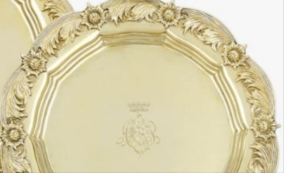 Chrysanthemum Silver Gilt Salad Plates by Tiffany & Co. 8 set