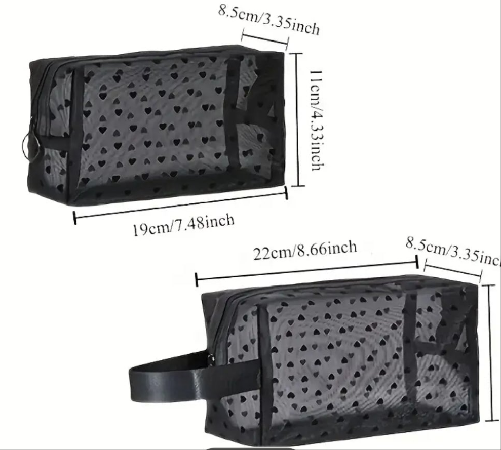 COCOMONEY COSMETIC BAG BLACK HEARTS