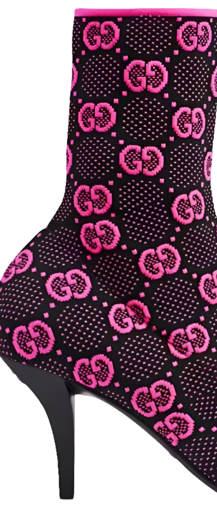 Gucci GG 75mm Knit Ankle Boots
Black Fluorescent Pink Fabric