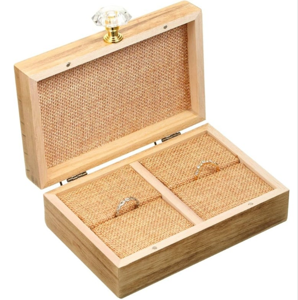 Wedding Ring Bearer Box and Then Two Become One Mr. and Mrs. Diamond Ring Box Holder Elegant Wedding Gift, 5W x 6D x 2H(