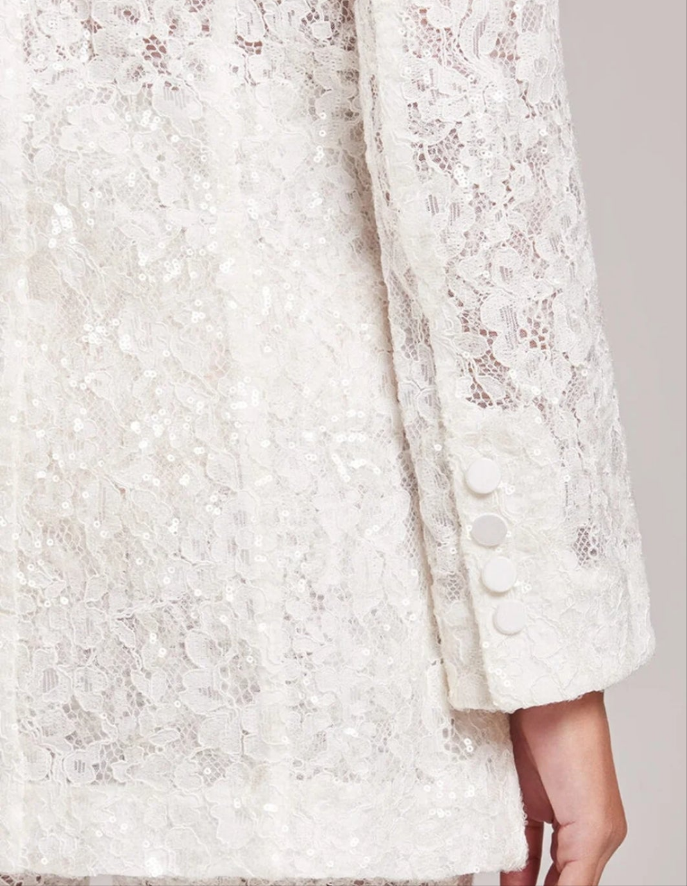 Lace Embroidered Hollow Out Sequin Two Piece Pant Set-White COCOMONEY