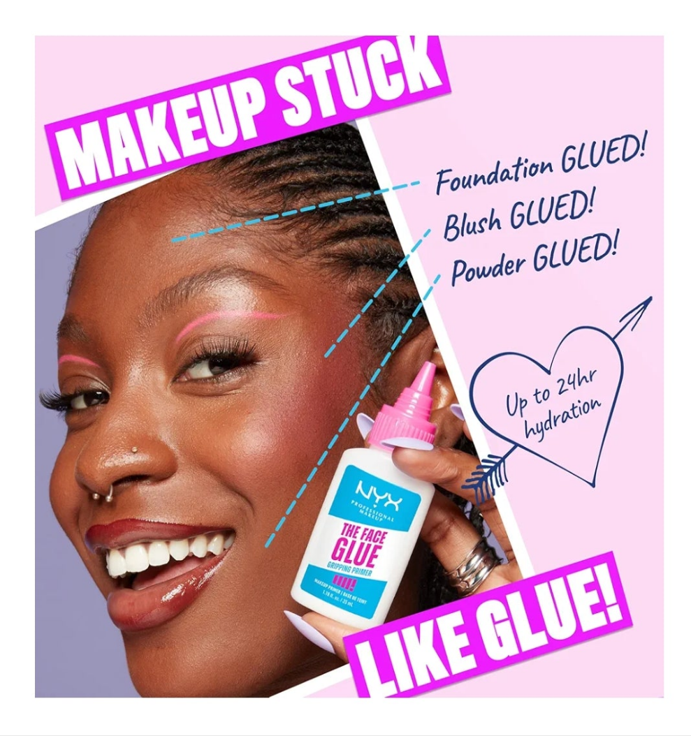 NYX PROFESSIONAL MAKEUP The Face Glue Gripping Primer, Hydrating Makeup Primer with Up To 24HR Wear, Vegan & Cruelty Free