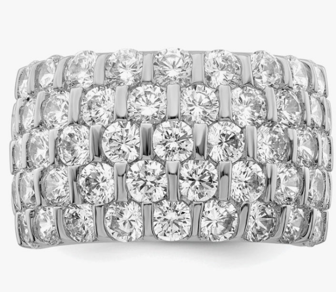 925 Sterling Silver Cubic Zirconia CZ Wide Band Ring