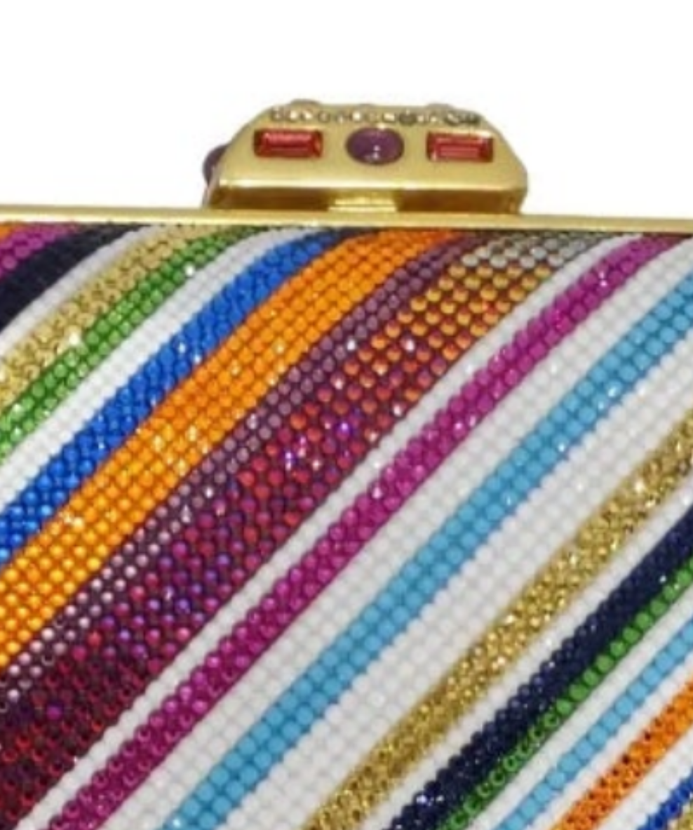 Judith Leber Multicolor Swarovski Crystal Embellished Clutch