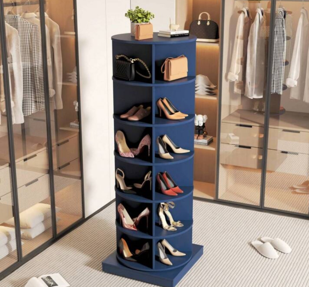 Rotating Shoe Rack 4 Grids Per Layer Shoe Storage Cabinet particle board and mdf