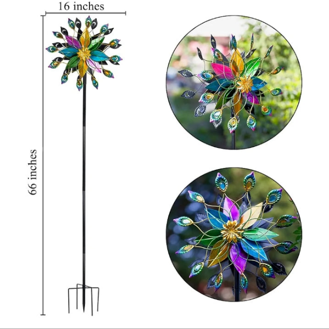 Outdoor 360 Degree Wind Spinner, Metal Wind Spinners for Yard and Garden Large Wind Sculpture Garden Decor (66 * 16 Inches)