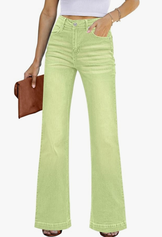 Flare Jeans High Waisted Wide Leg Baggy Jean for Women Stretch Denim Pants