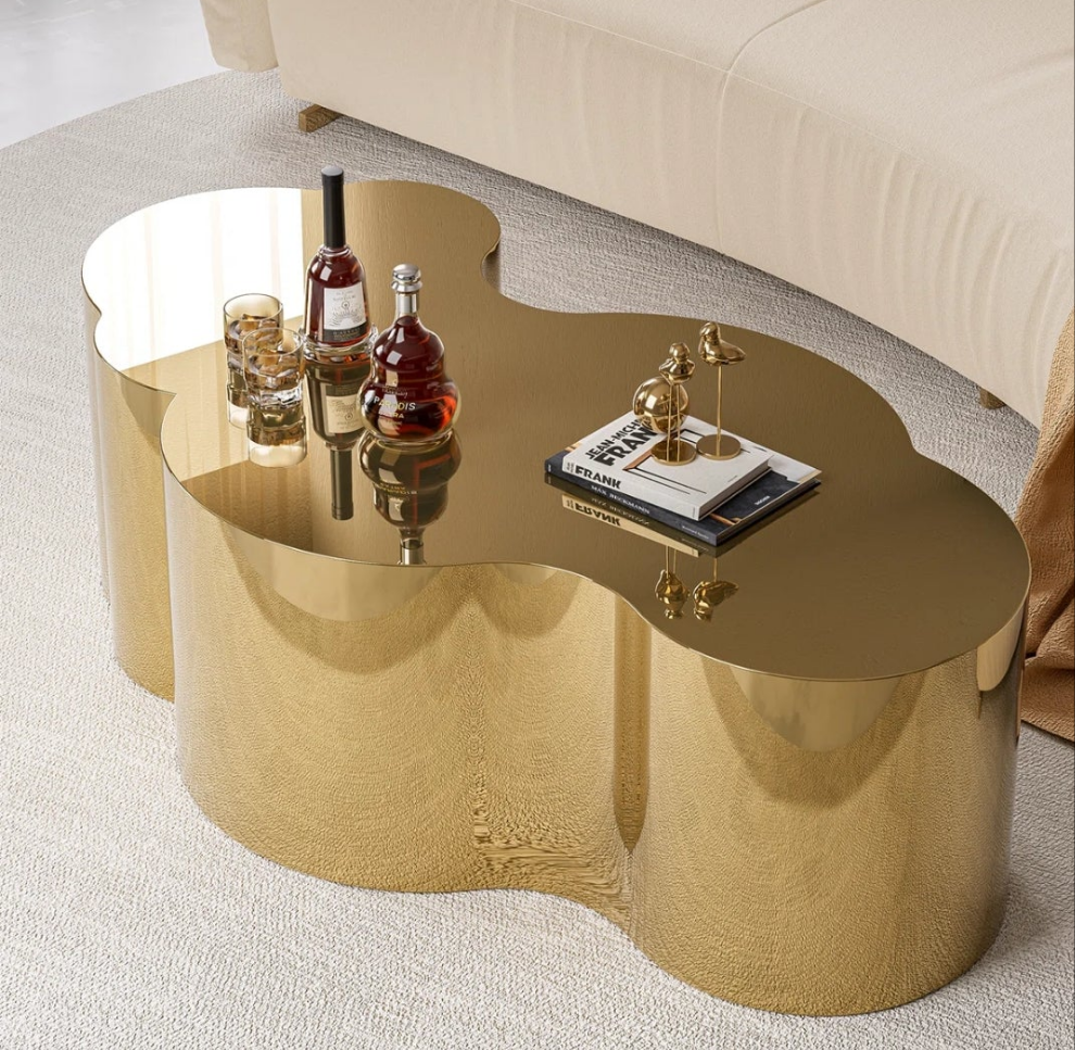 Gold Stainless Coffee Table, Small/Large Cloud Fashion Design