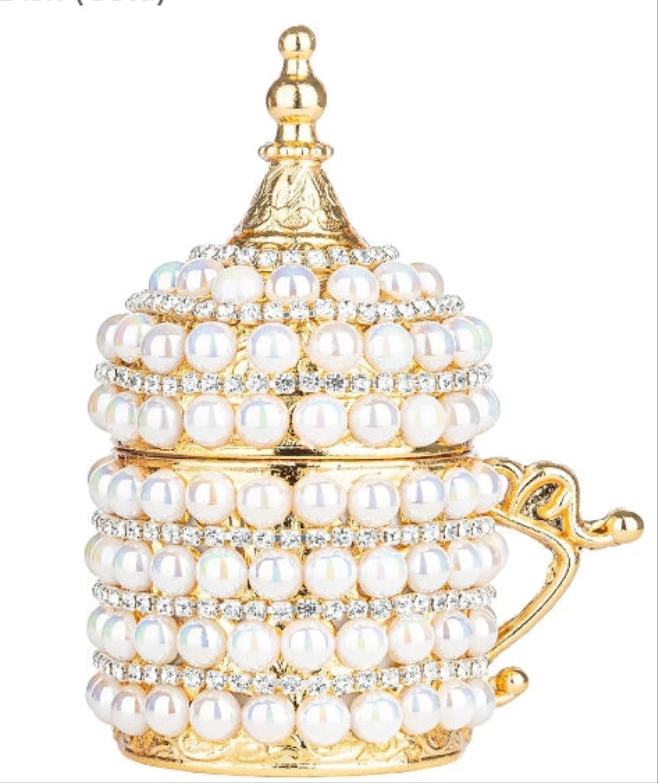 27 Pc Ottoman Turkish Greek Arabic Coffee Espresso Serving Set with Pearl Embellishments, Saucer and Sugar Dish (Silver)