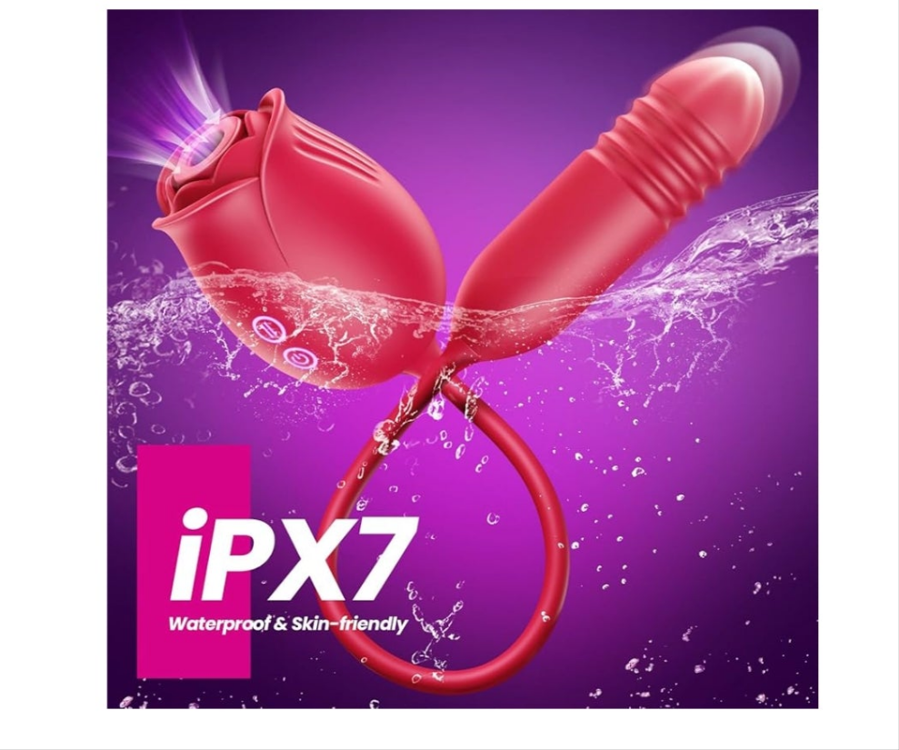 Vibrator Dildo Sex Toys for Women - MOOLIGIRL Rose Sex Toy with Thrusting G Spot Vibrators & 10 Sucking Modes for Clitoral Nipple Stimulation Anal Double-Ended Dildos Adult Sex Toys Games for Couples