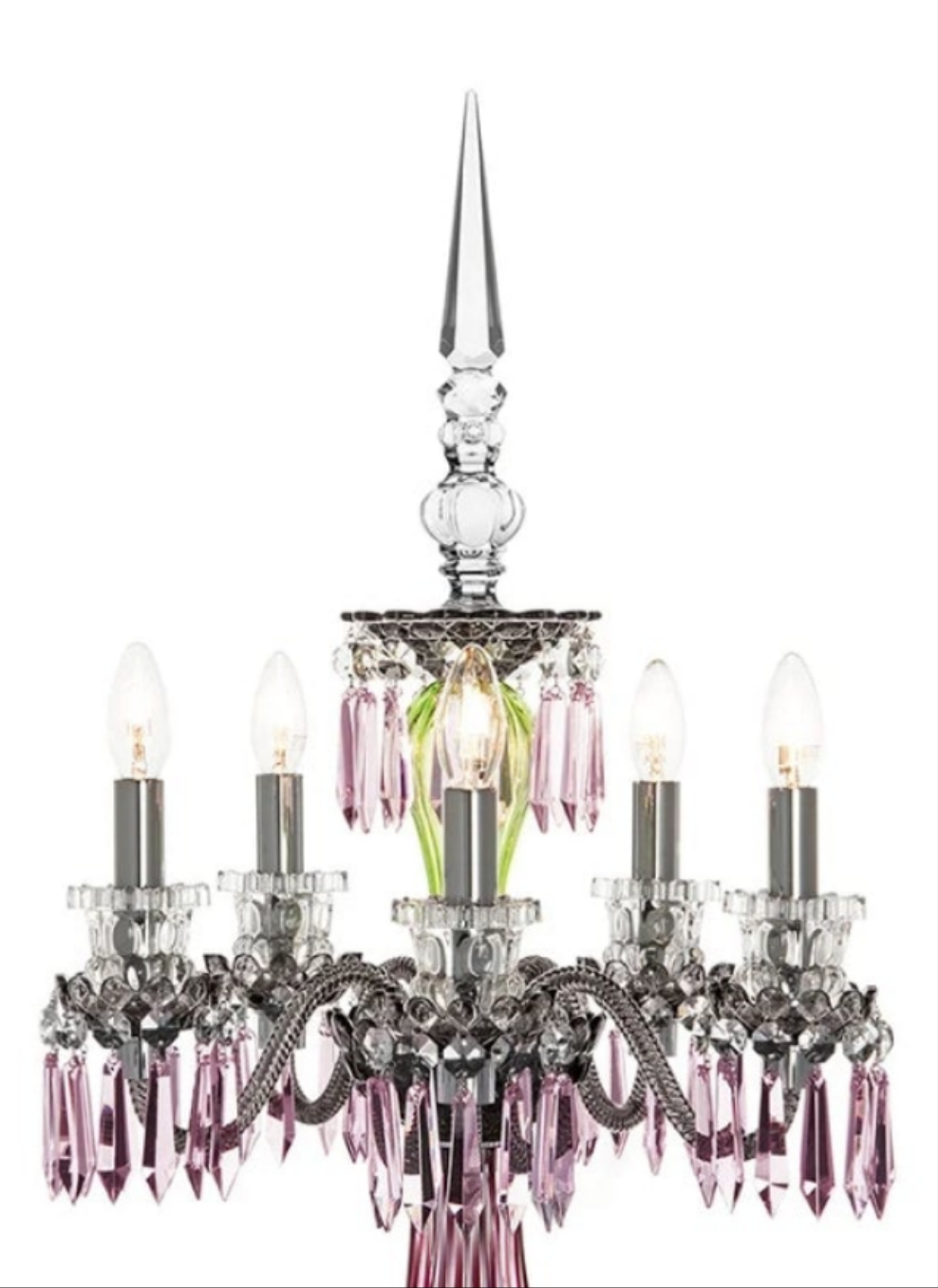 ARLEQUIN AMETHYST CRYSTAL CANDELABRA Saint-Louis Crystal Arlequin Three-Light Electric Candelabra or Five-Light