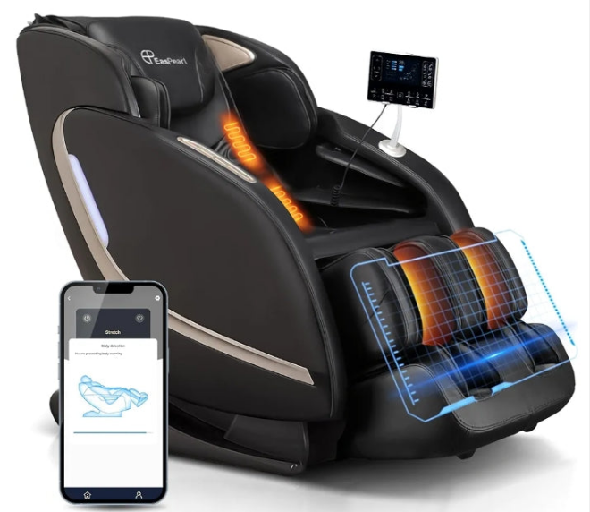Massage Chair, 4D Full Body Zero Gravity Massage Chairs with APP, SL Track Shiatsu Stretch Massage Recliner Chair with Electric Footrest, Heat, Foot Rollers, Body Scan(Black)