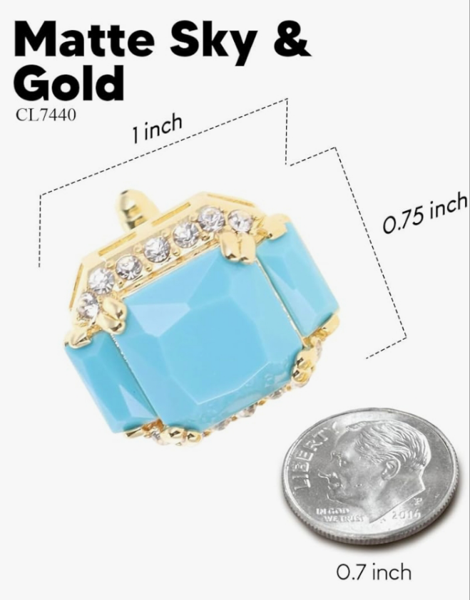 Rectangular Colored Diamond Flanked Crystal Cuff Links