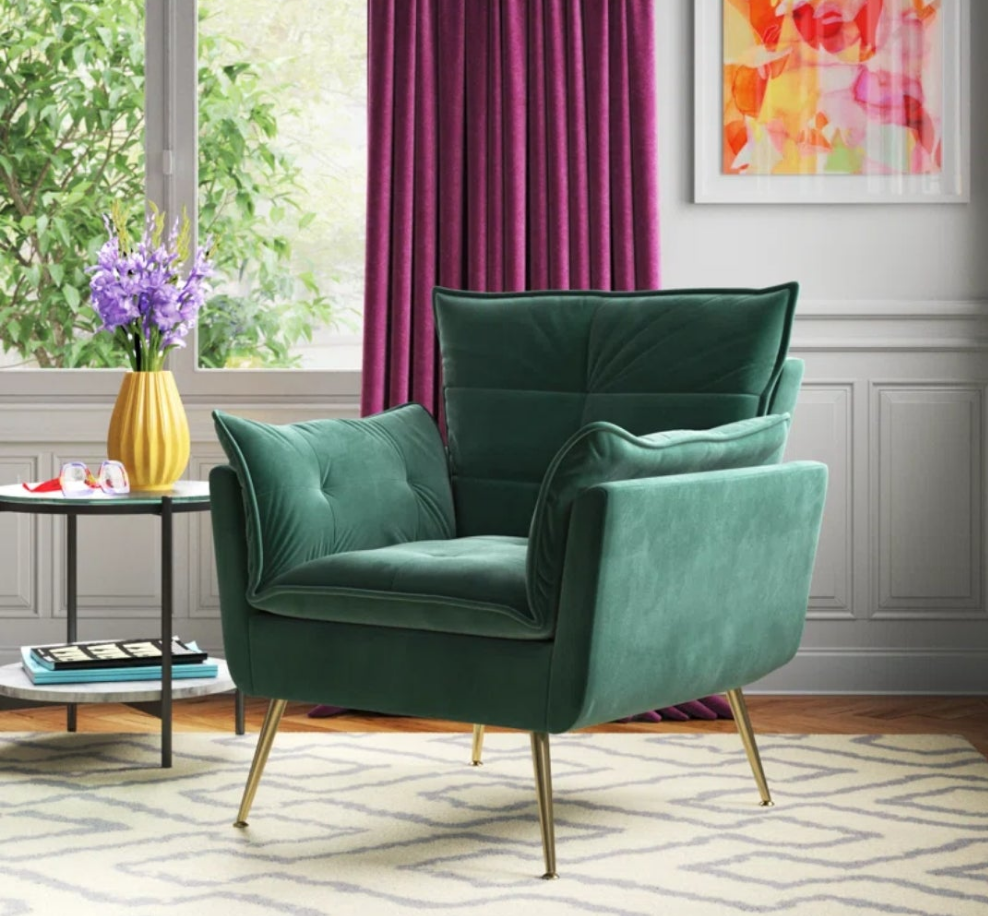 Tufted Back Upholstered Armchair Velvet
