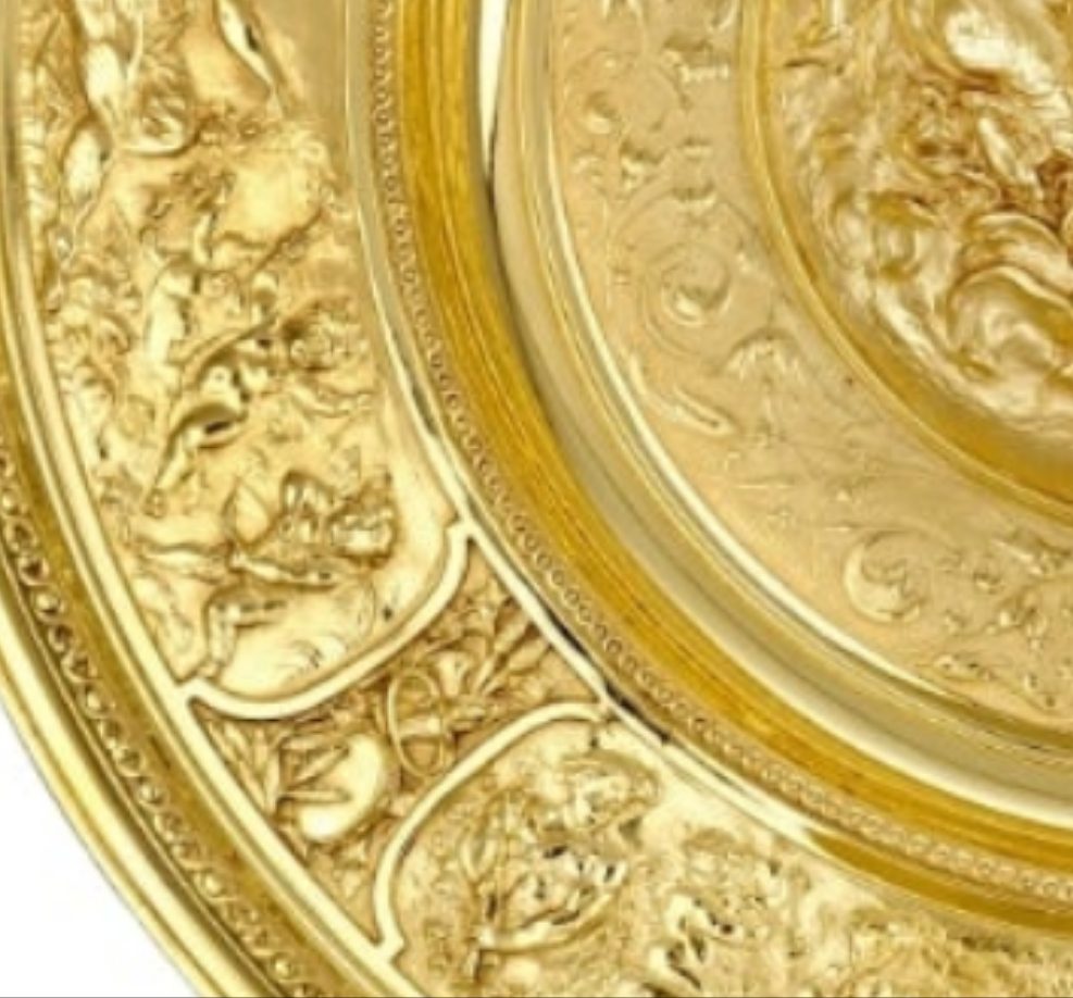 Rothschild "Poetry" Sterling Silver Gilt Salver by Elkington & Co.