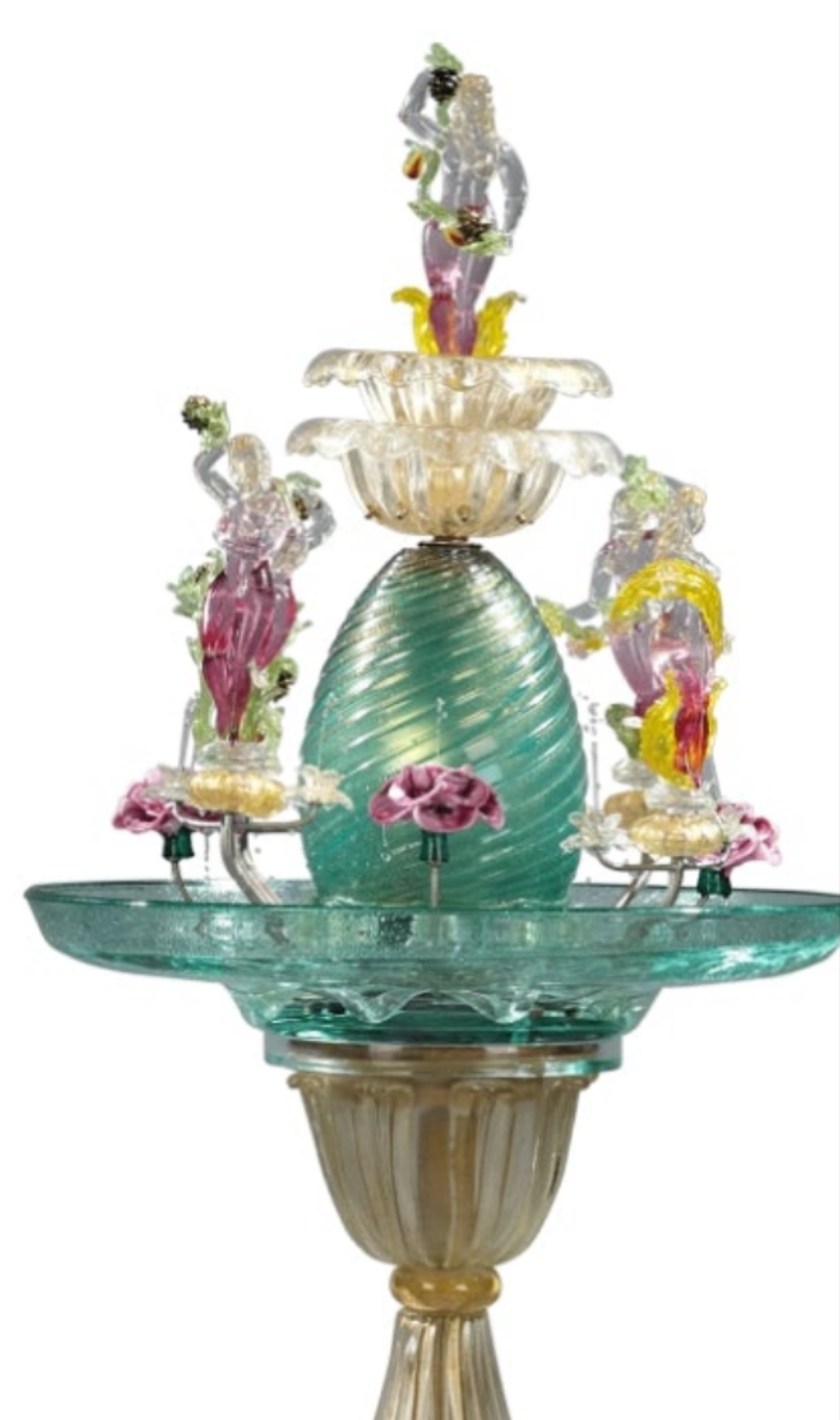 24-Carat Gold Leaf Murano Venetian Glass Water Fountain Incredible