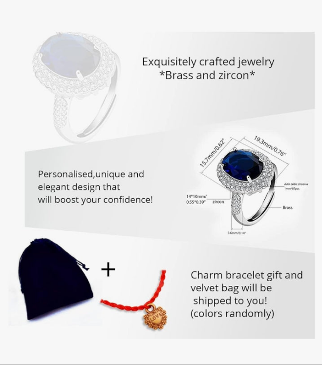 Adjustable Platinum Plated Crystal Rings, Big Oval Cubic Zirconia Ring, Solitaire Split Shank Rings Birthstone Jewelry Gifts