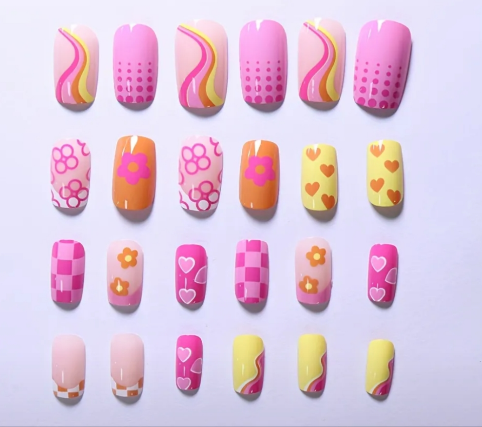 24 pcs acrylic Cocomoney nails with glue and nail accessories