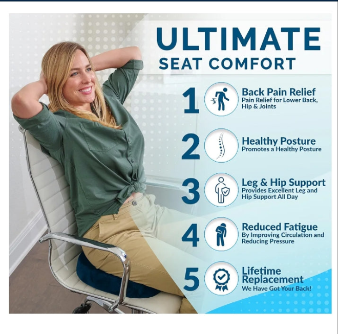Gel Enhanced Seat Cushion – Office Chair Cushion – Non-Slip Gel & Memory Foam Coccyx Cushion for Tailbone Pain - Desk Chair Car Seat Cushion Driving - Sciatica & Back Pain Relief
