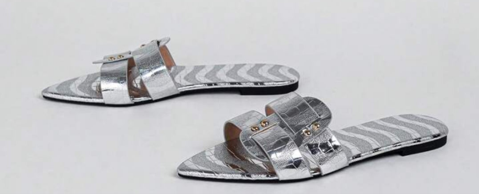 Women's Flat Sandals, Color Blocking Design Pointed Toe Fashion Outdoor Casual Slides, Party & Travel Shoes